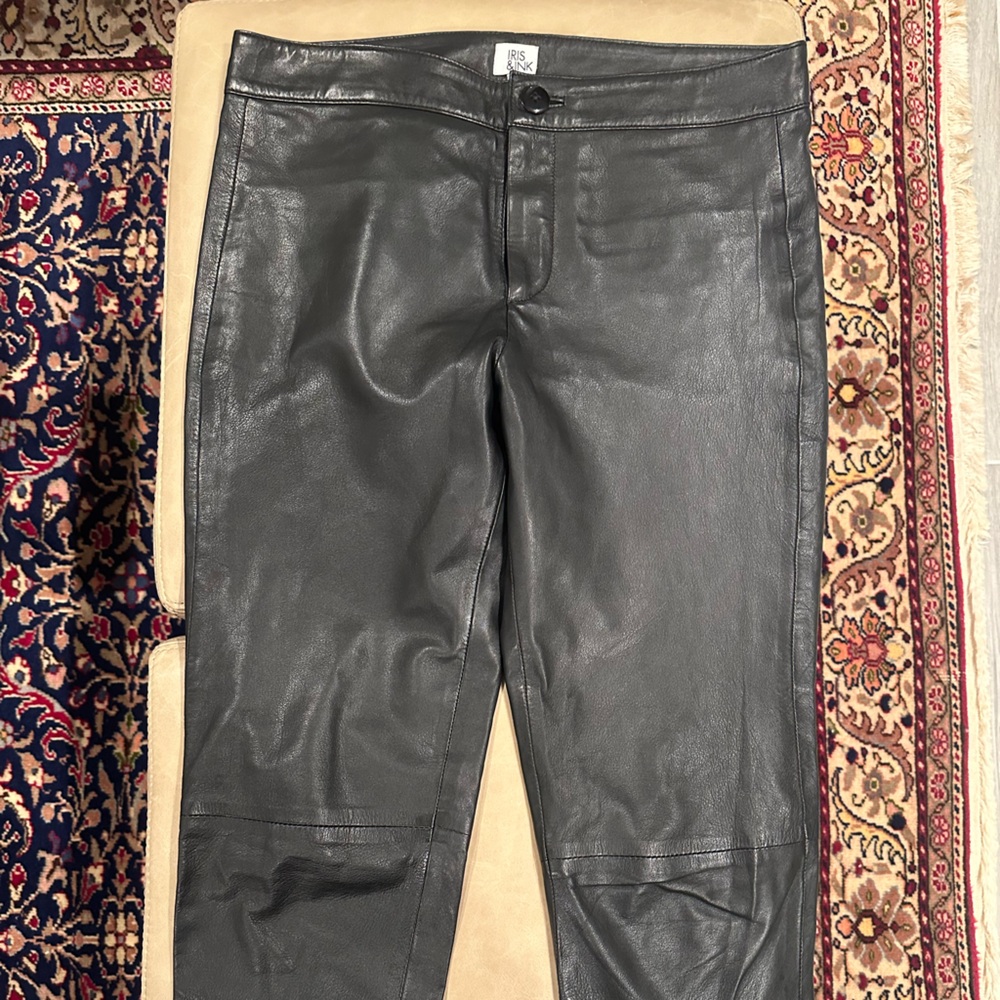 Elegant Gray Leather Pants